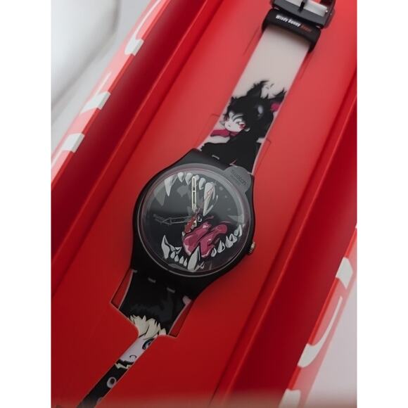 Swatch Originals WINDY BUNNY BEAST Anime Silicone Watch 41mm SUOZ112 New main image 4